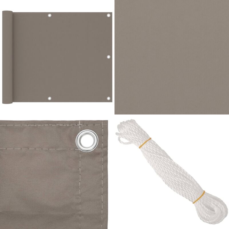 Balkon-Sichtschutz Taupe 75x300 cm Oxford-Gewebe - Balkon Sichtschutz - Privatsphäre Balkon - Windschutz Balkon - Wasserfestes Gewebe - UV Schutz