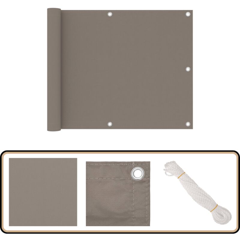 Balkon-Sichtschutz Taupe 75x600 cm Oxford-Gewebe - Balkon Sichtschutz - Privatsphäre Balkon - Windschutz Balkon - Wasserabweisend - UV Schutz