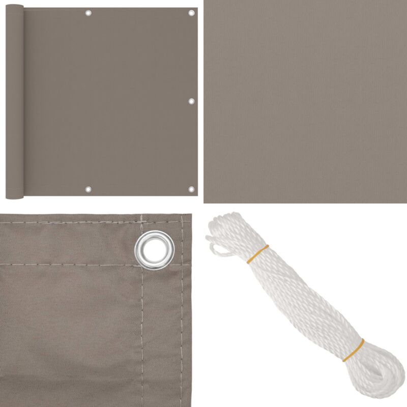Balkon-Sichtschutz Taupe 90x400 cm Oxford-Gewebe - Balkon Sichtschutz - Privatsphäre Balkon - Windschutz Balkon - Wasserabweisend - uv Schutz - Home
