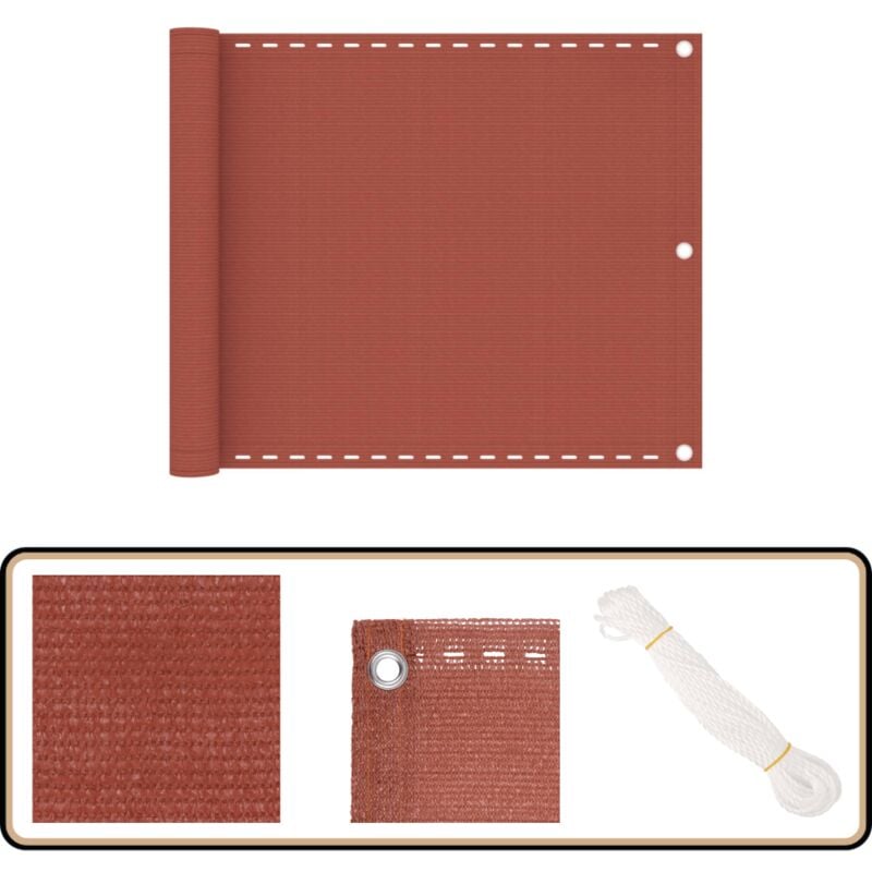 Balkon-Sichtschutz Terracotta-Rot 75x300 cm HDPE - Balkon Sichtschutz - HDPE Sichtschutz - Sonnenschutz Balkon - PVC Sichtschutz - Winddurchlässiger