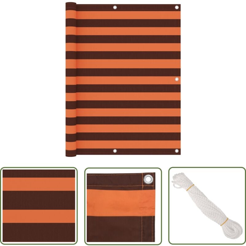 The Living Store Balkon-Sichtschutz Orange und Braun 120x300 cm Oxford-Gewebe - Balkon Sichtschutz - Windschutz - Wasserfest - uv Schutz - Oxford
