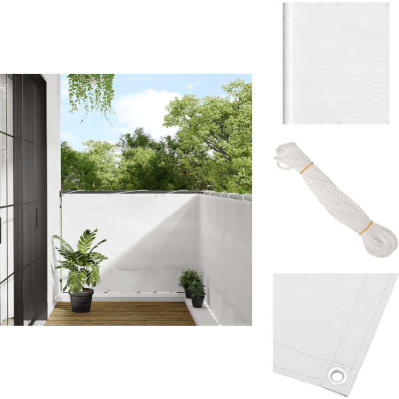 Balkon-Sichtschutz Weiß 120x1000 cm 100 % Polyester-Oxford - Balkon Sichtschutz - Sonnenschutz - Privatsphäre - Windschutz - Wasserdicht