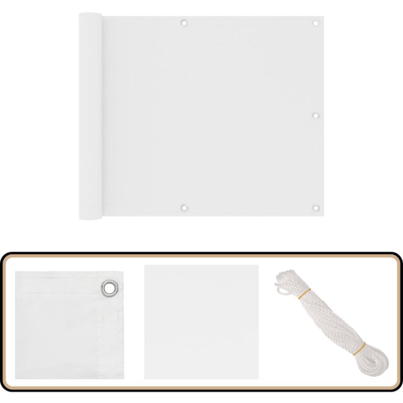 Vidaxl - Balkon-Sichtschutz Weiß 75x300 cm Oxford-Gewebe - Balkon Sichtschutz - Windschutz - Wasserfest - uv Schutz - Oxford Gewebe