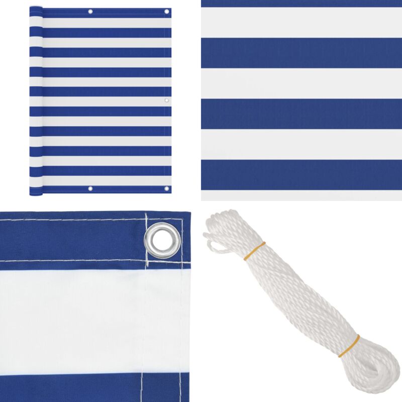 Vidaxl - Balkon-Sichtschutz Weiß und Blau 120x400 cm Oxford-Gewebe - Balkon Sichtschutz - Windschutz - Wasserfest - uv Schutz - Oxford Gewebe - Home