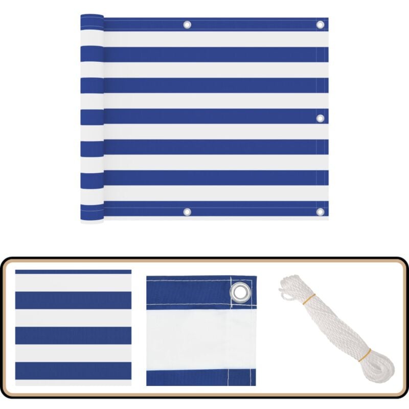 Vidaxl - Balkon-Sichtschutz Weiß und Blau 75x300 cm Oxford-Gewebe - Balkon Sichtschutz - Windschutz Für Balkon - Privatsphäre Balkon - Wasserfestes