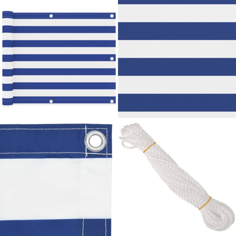 Vidaxl - Balkon-Sichtschutz Weiß und Blau 75x300 cm Oxford-Gewebe - Balkon Sichtschutz - Windschutz Für Balkon - Privatsphäre Balkon - Wasserfestes