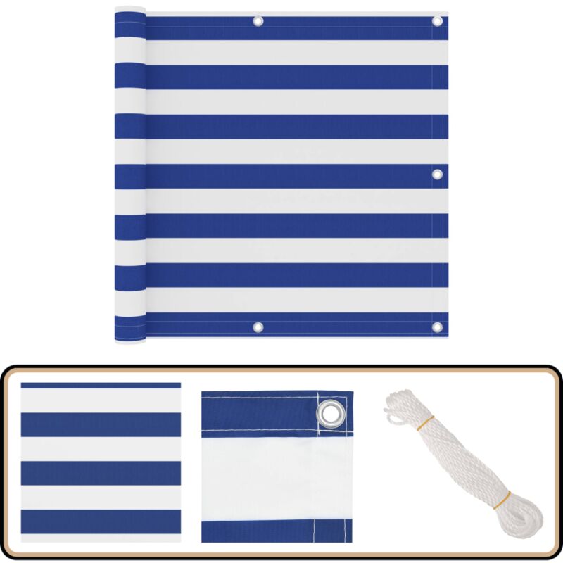 Vidaxl - Balkon-Sichtschutz Weiß und Blau 90x500 cm Oxford-Gewebe - Balkon Sichtschutz - Windschutz - Wasserfest - uv Schutz - Oxford Gewebe