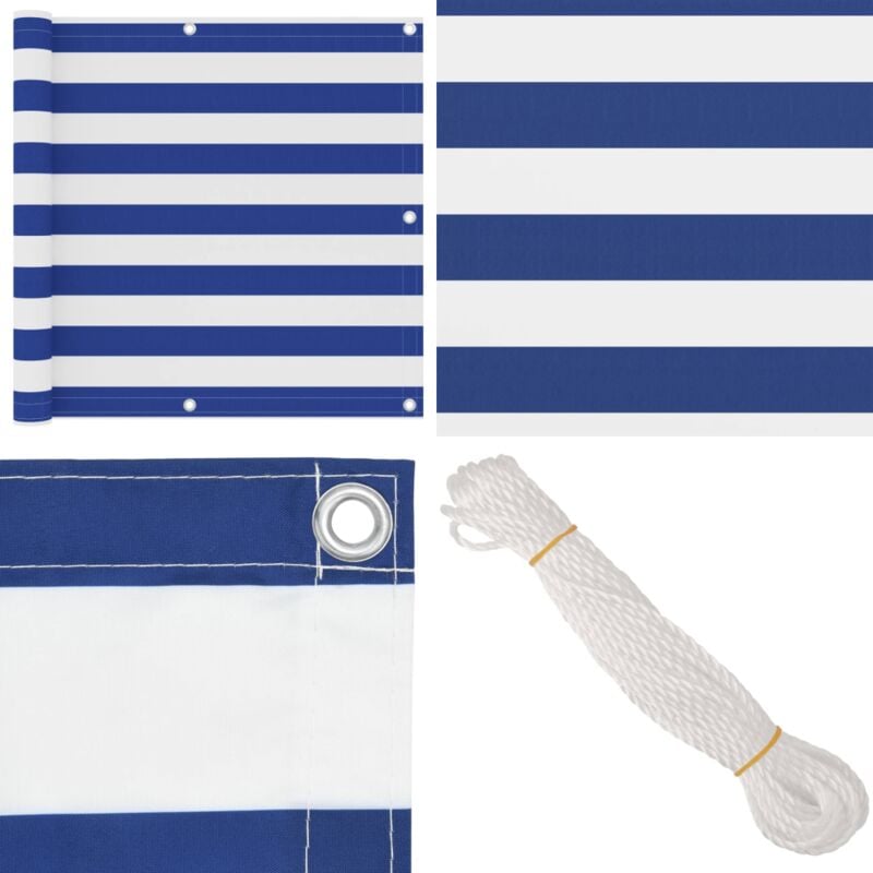 Vidaxl - Balkon-Sichtschutz Weiß und Blau 90x500 cm Oxford-Gewebe - Balkon Sichtschutz - Windschutz - Wasserfest - uv Schutz - Oxford Gewebe - Home &