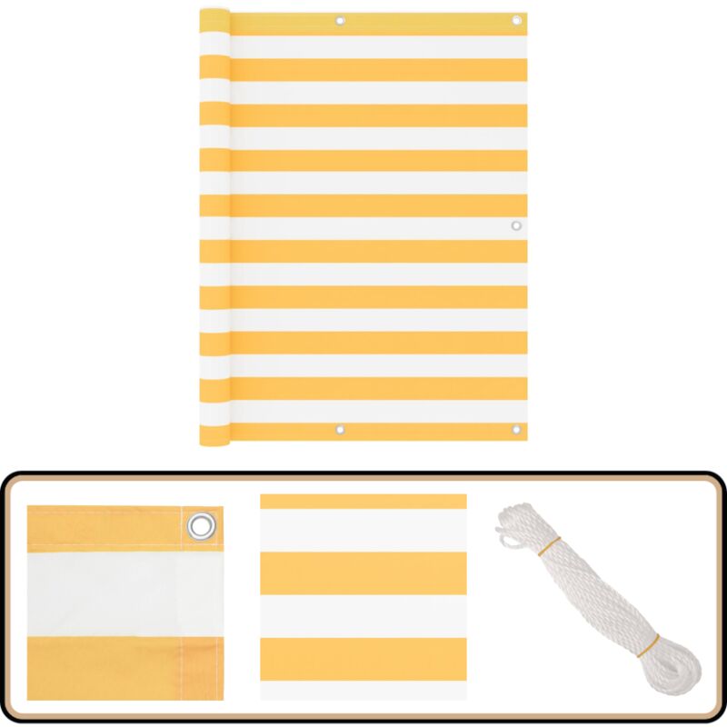 Vidaxl - Balkon-Sichtschutz Weiß und Gelb 120x500 cm Oxford-Gewebe - Balkon Sichtschutz - Windschutz - Wasserfest - uv Schutz - Oxford Gewebe