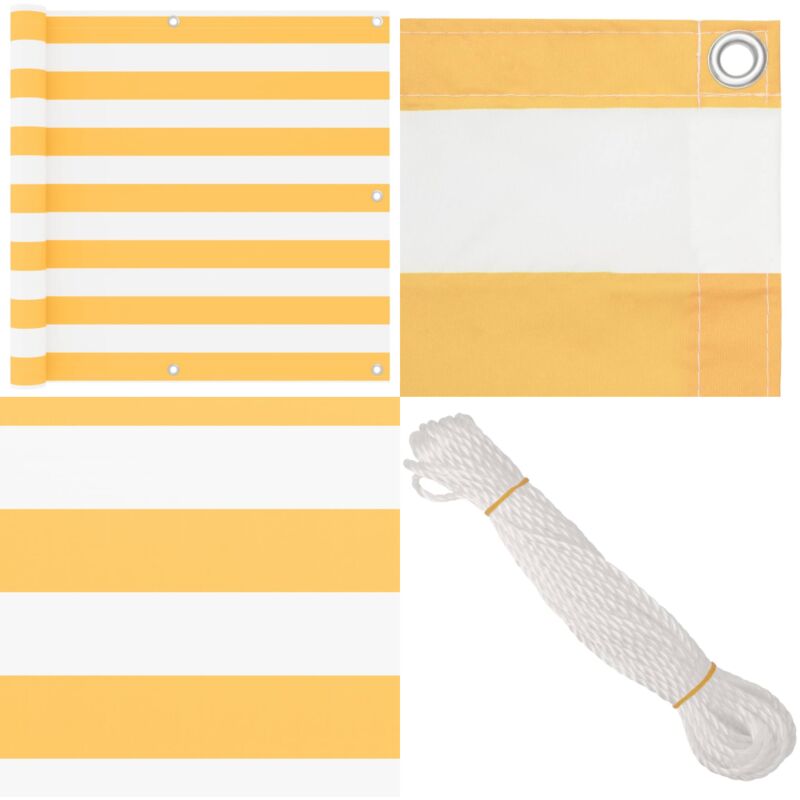 Balkon-Sichtschutz Weiß und Gelb 90x400 cm Oxford-Gewebe - Sichtschutz - Balkon
