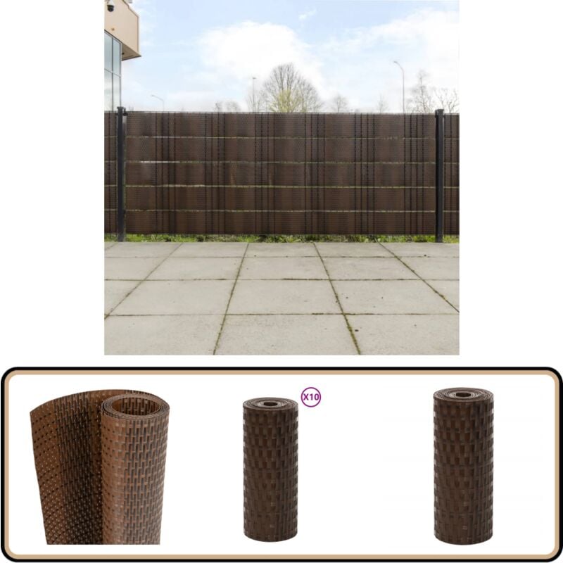 Balkon-Sichtschutze 10 Stk. Braun Schwarz 255x19 cm Poly Rattan - Balkonsichtschutz - Sichtschutz Balkon - Gartenzäune - Privacy Screen - Sonnenschutz