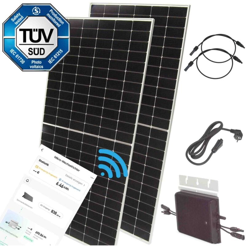 Apex - Balkonkraftwerk 1500W 800W Bifazial Solaranlage Wifi Wechselrichter App