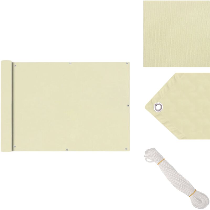 Vidaxl - Balkonsichtschutz Oxfordgewebe 75x400 cm Creme - Balkon Privacy Screen - Sichtschutz Für Balkon - Windschutz - Wasserfest - uv Schutz