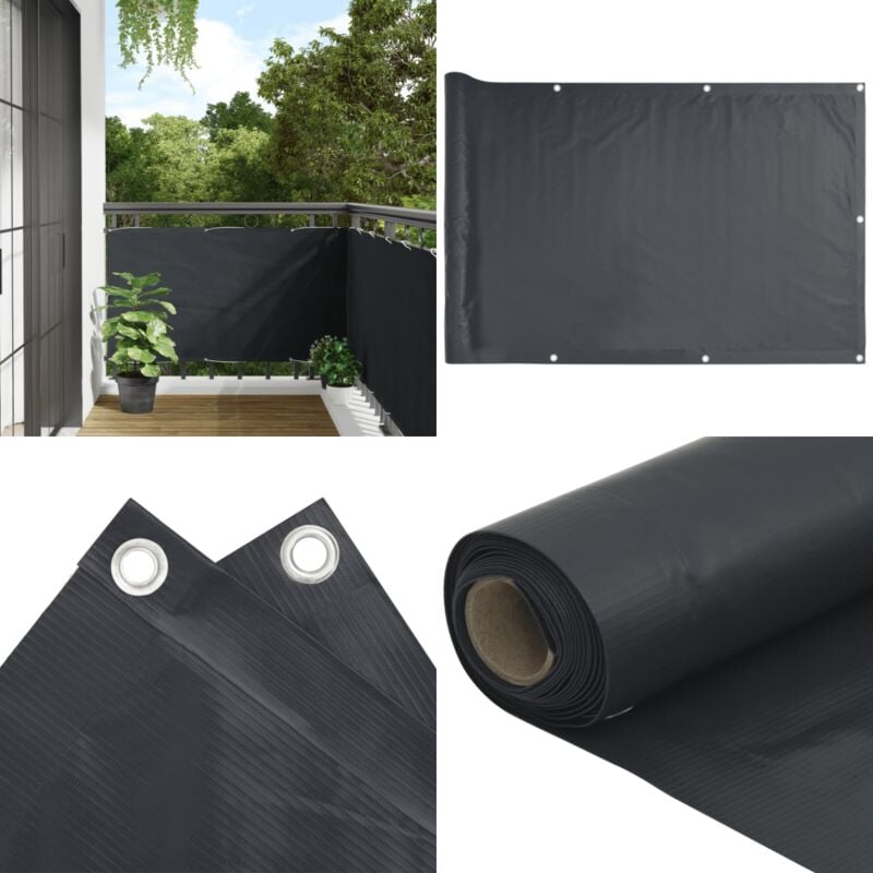 Balkonsichtschutz Oxfordgewebe 75x600 cm Anthrazit - Balkon Privacy Screen - Sichtschutz Für Balkon - Windschutz - Wasserfest - uv Schutz - Home &