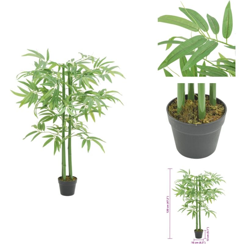 Bambusbaum Künstlich 384 Blätter 120 cm Grün - Bambus Baum - Kunstrasen - Pflanzen Indoor - Pflanzen Deko - Grüne Pflanze