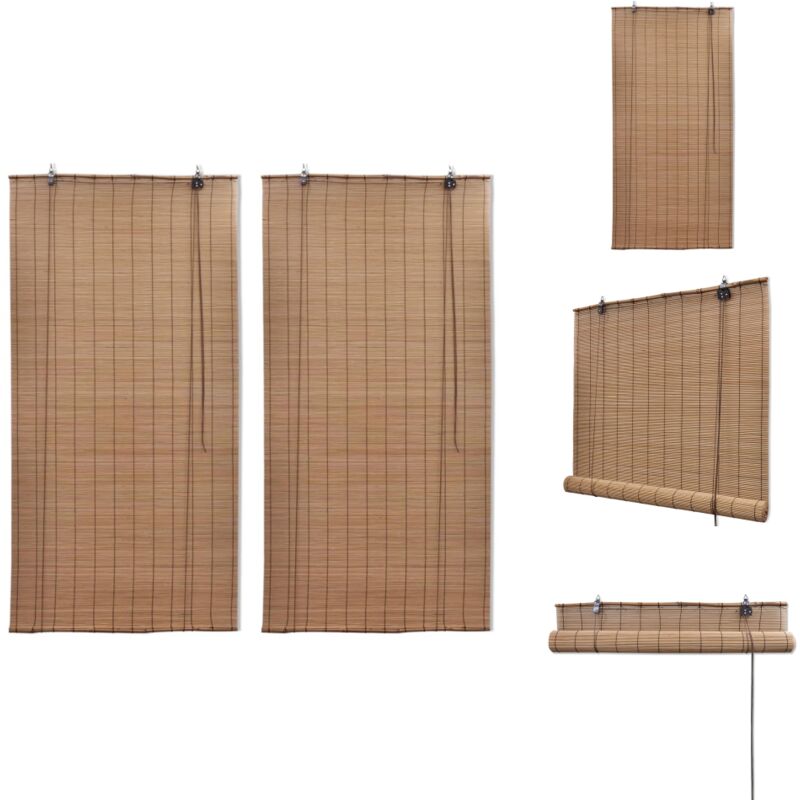 Vidaxl - Bambusrollos 2 Stk. 150x220 cm Braun - Bambusrolladen - Fensterdeko - Rollos Braun - Lichtdurchlässige Vorhänge - Dekorative Gardine