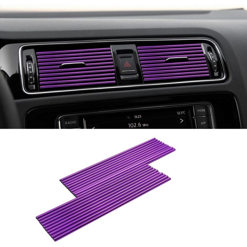 Lila Zierleisten für die Auto-Klimaanlage, 0,4 x 20 cm, 20 Stück, Zierleisten für Lüftungsschlitze der Auto-Klimaanlage