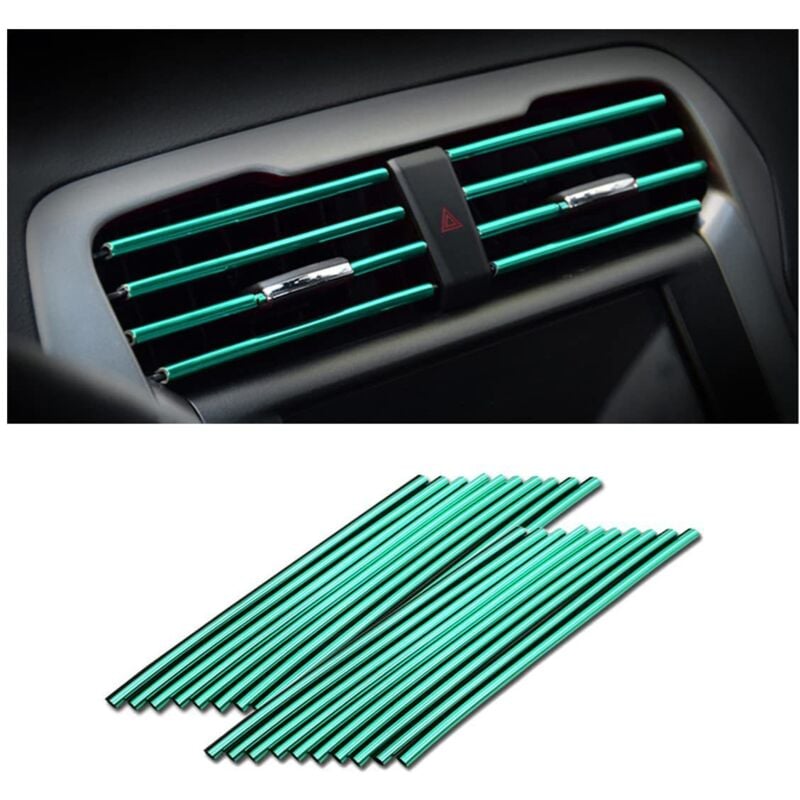 Grüne Zierleisten für Auto-Klimaanlagen, 0,4 x 20 cm, 20 Stück, universelle Zierleisten für Auto-Klimaanlagen