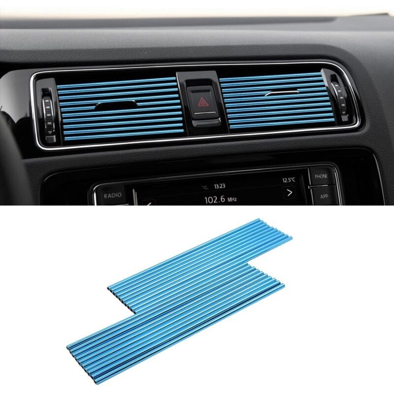 Blaue Zierleisten für Auto-Klimaanlagen, 0,4 x 20 cm, 20 universelle Zierleisten für Lüftungsschlitze in Auto-Klimaanlagen