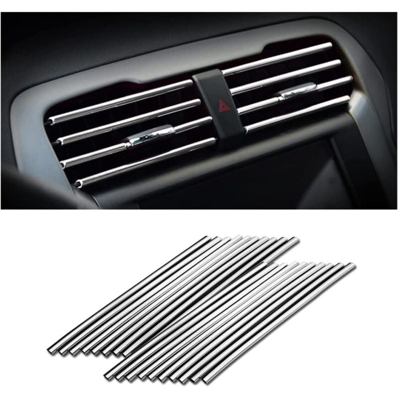 Silberne Zierleisten für Auto-Klimaanlagen, 0,4 x 20 cm, 20 universelle Zierleisten für Lüftungsschlitze in Auto-Klimaanlagen