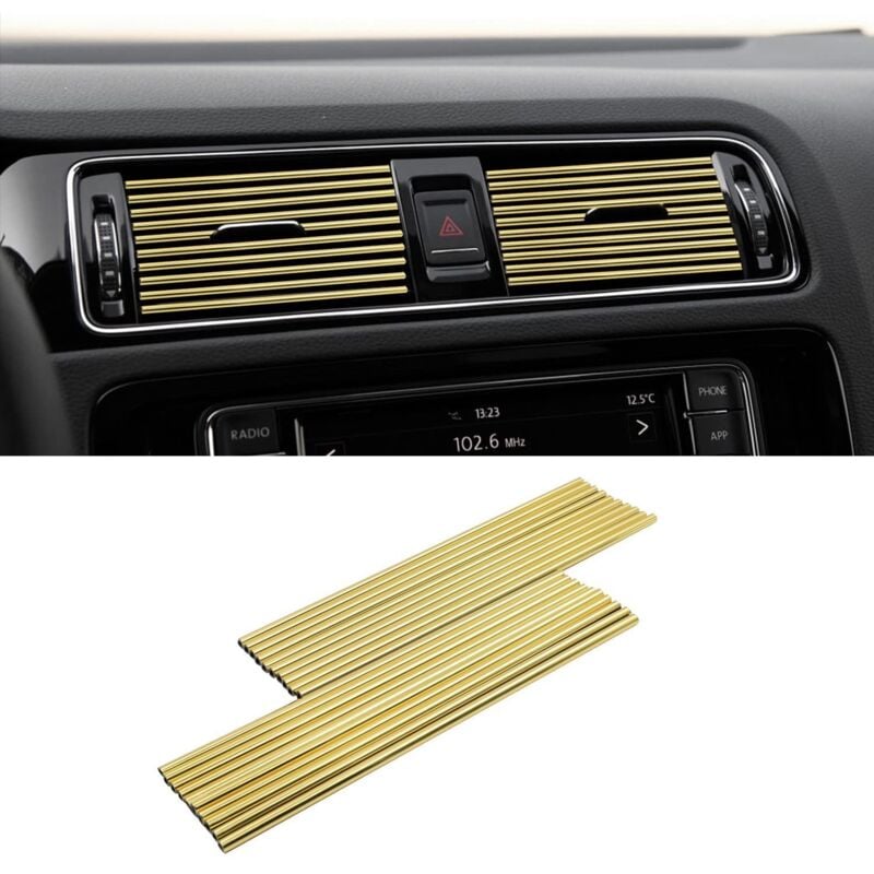 Goldene Zierleisten für Auto-Klimaanlagen, 0,4 x 20 cm, 20 Stück, universelle Zierleisten für Auto-Klimaanlagen