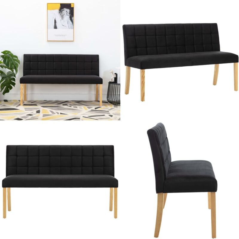 Vidaxl - Bank 140 cm Schwarz Samt - Samtsofa - Wohnzimmersitzgelegenheit - Bequeme Bank - Schwarze Bank - Wohnzimmer Dekoration - Home & Living