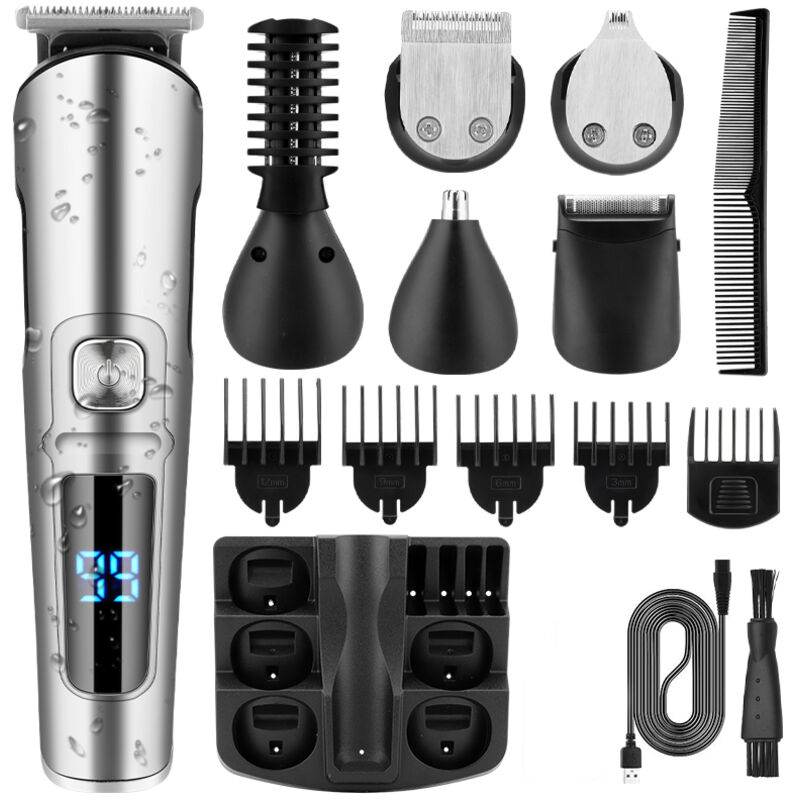 Barberschere, Haarschneider für Männer, 6-in-1 Gesichts-Pflegeset, Haarschneider, wasserdarker Elektrorasierer, Haarschneider, Trimmer