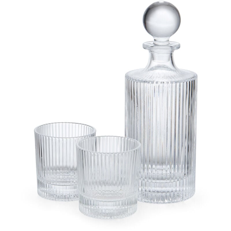 Barcraft Dekanter de Whisky 750ml mit 2 Gläsern 270ml - Set de Bar de Elegante Glasbar für Whisky, Gin oder Wein, Ideal Geschenk Premium für