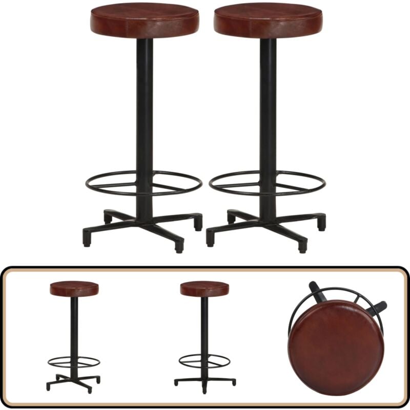 Barhocker 2 Stk. 66 cm Echtleder - Echtleder Barhocker - Barhocker Set - Küchenhocker - Thekenhocker - Wohnzimmer Dekoration