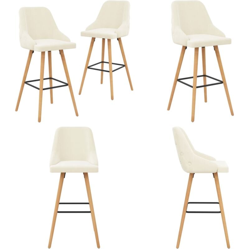 Barhocker 2 Stk. Creme Samt - Samt Sessel - Barhocker Creme - Küchenstuhl - Esstischstuhl - Wohnzimmer Deko - Home & Living