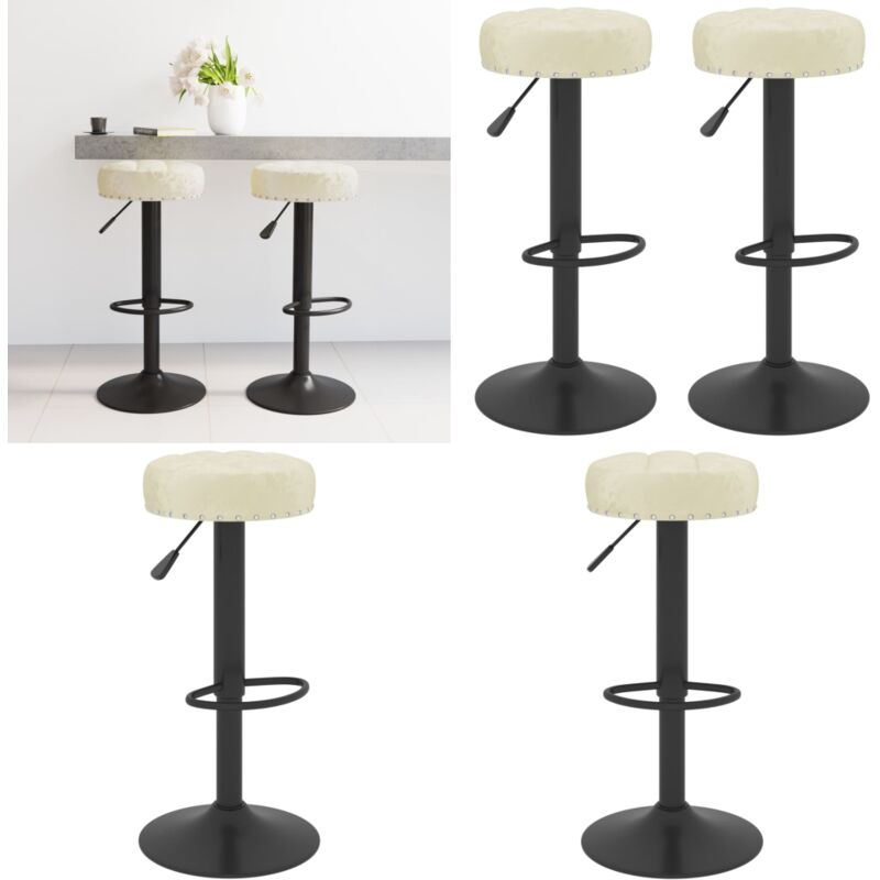 Barhocker 2 Stk. Creme Samt - Samt Sessel - Barhocker - Creme Farbe - Drehbare Barhocker - Gaslift Stuhl - Home & Living