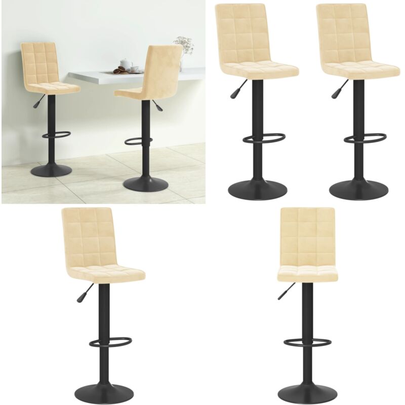 Vidaxl - Barhocker 2 Stk. Creme Samt - Samtsitz - Barhocker - Cremefarbene Möbel - Höhenverstellbar - Drehbare Barhocker - Home & Living