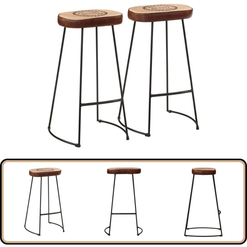 Barhocker 2 Stk. Dunkelbraun 44x37,5x78 cm - Barhocker - Sitzgelegenheiten - Küche - Wohnzimmer - Restaurant