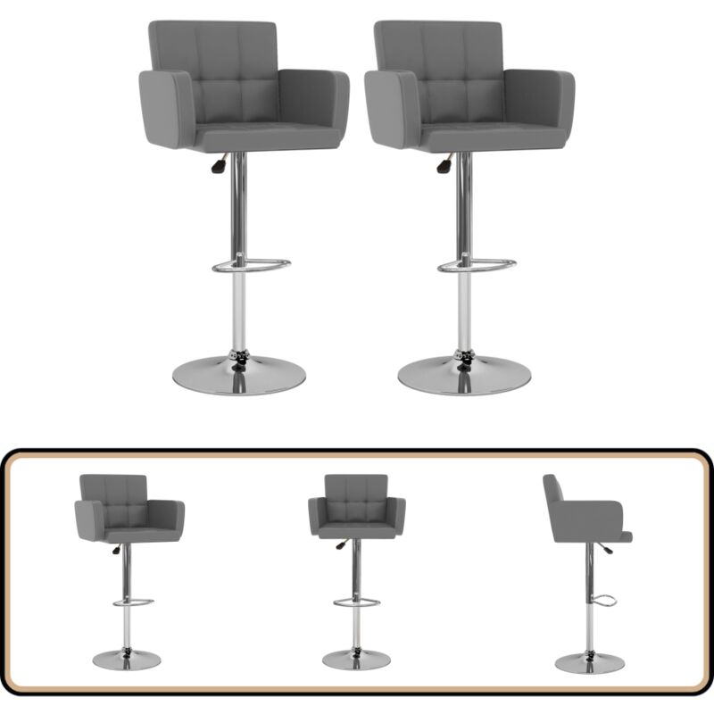 Vidaxl - Barhocker 2 Stk. Grau Kunstleder - Barhocker - Küchenhocker - Sitzhocker - Grau - Kunstleder