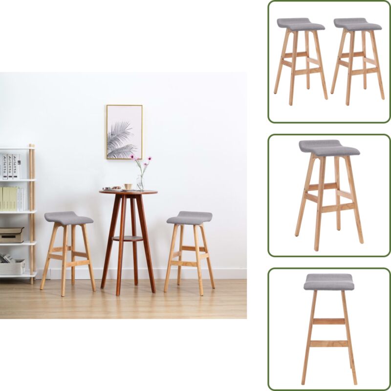 Barhocker 2 Stk. Hellgrau Stoff - Barhocker - Küchenhocker - Sitzgelegenheiten - Stuhl - Grau