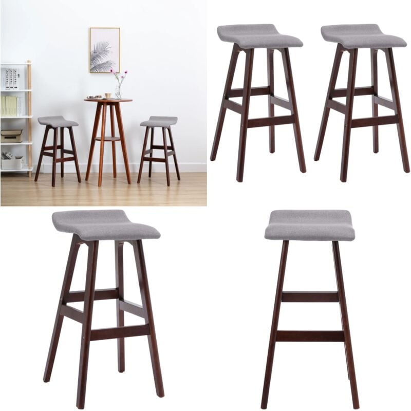 Barhocker 2 Stk. Hellgrau Stoff - Barhocker - Küchenhocker - Esszimmerstühle - Stuhl Grau - Holzfußes - Home & Living