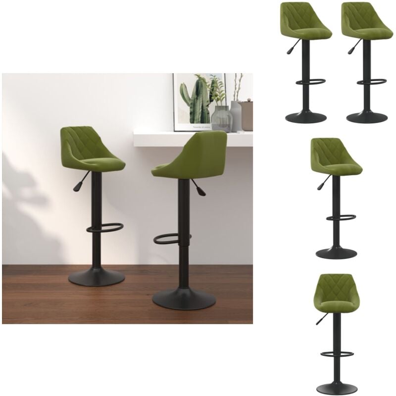 Vidaxl - Barhocker 2 Stk. Hellgrün Samt - Samtsitzmöbel - Barhocker - Tresenhocker - Küchenhocker - Drehbare Hocker