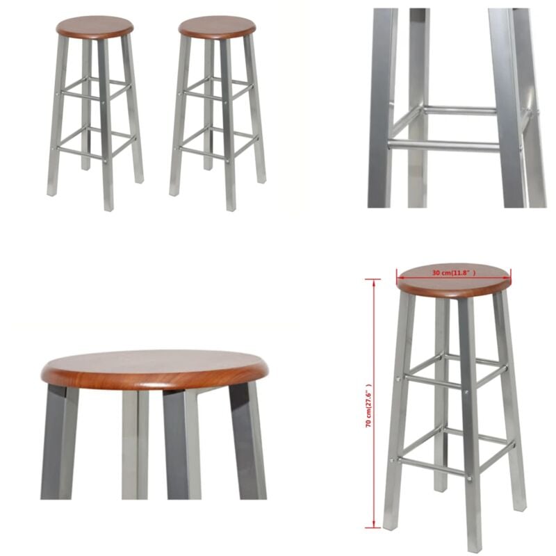 Barhocker 2 Stk. Metall mit MDF-Sitz - Barhocker - Metallstuhl - Hocker - Küche - Wohnzimmer - Home & Living