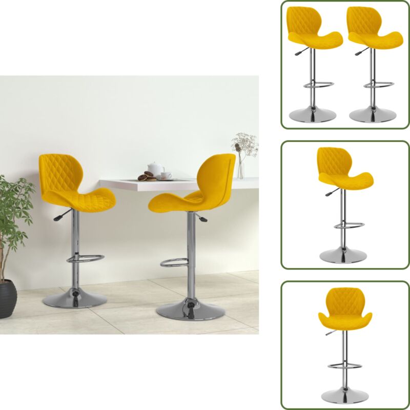 Barhocker 2 Stk. Senfgelb Samt - Barhocker - Barstuhl - Barstühle - Hocker Bar