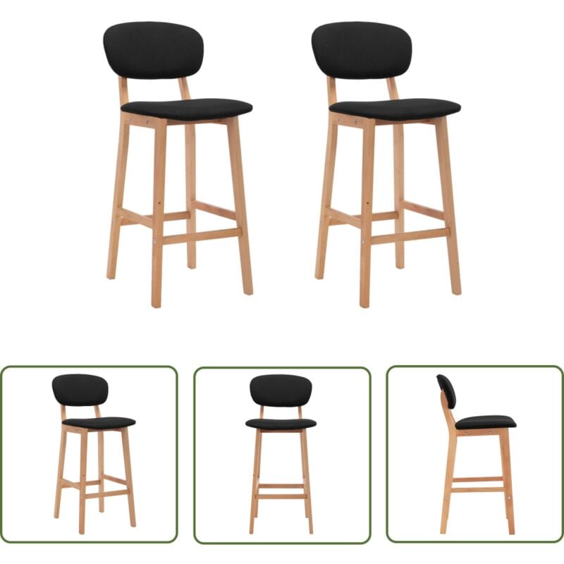 Nova - The Living Store Barhocker 2 Stk. Schwarz Stoff - Barhocker - Stühle - Küche - Wohnzimmer - Büro