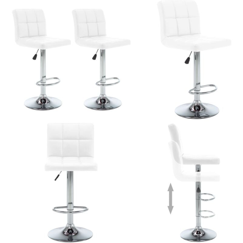 Barhocker 2 Stk. Weiß Kunstleder - Barhocker - Küchenhocker - Sitzhocker - Hochstuhl - Bartisch Stühle - Home & Living