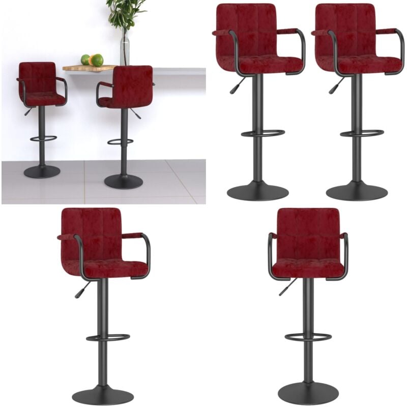Vidaxl - Barhocker 2 Stk. Weinrot Samt - Barhocker - Tresenhocker - Home & Living - Rot