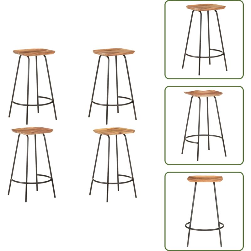 Barhocker 4 Stk. Massivholz Akazie - Holz Barhocker - Barstühle - Küchenstühle - Esszimmerstühle - Akazienholzmöbel
