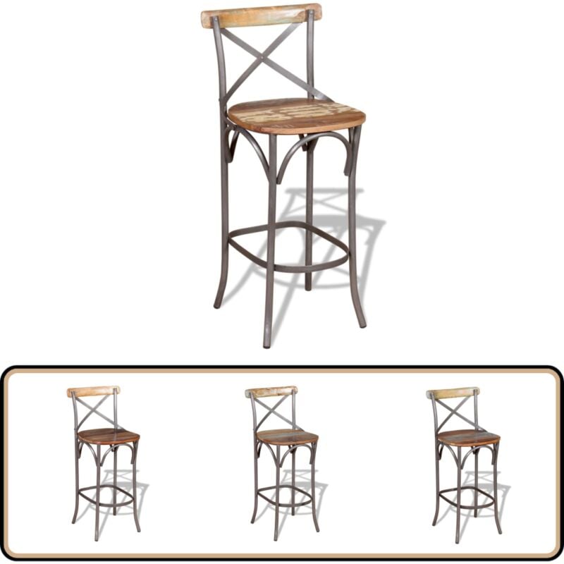 Vidaxl - Barhocker Altholz Massiv - Holz Barhocker - Antik Stil Barstuhl - Recyceltes Holz - Handgefertigter Barstuhl - Designer Barstool