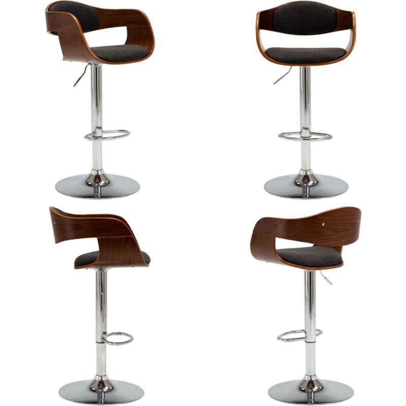 Barhocker Grau Bugholz und Stoff - Barhocker - Esszimmerstuhl - Küchentischstuhl - Höhenverstellbar - Bürostuhl - Home & Living