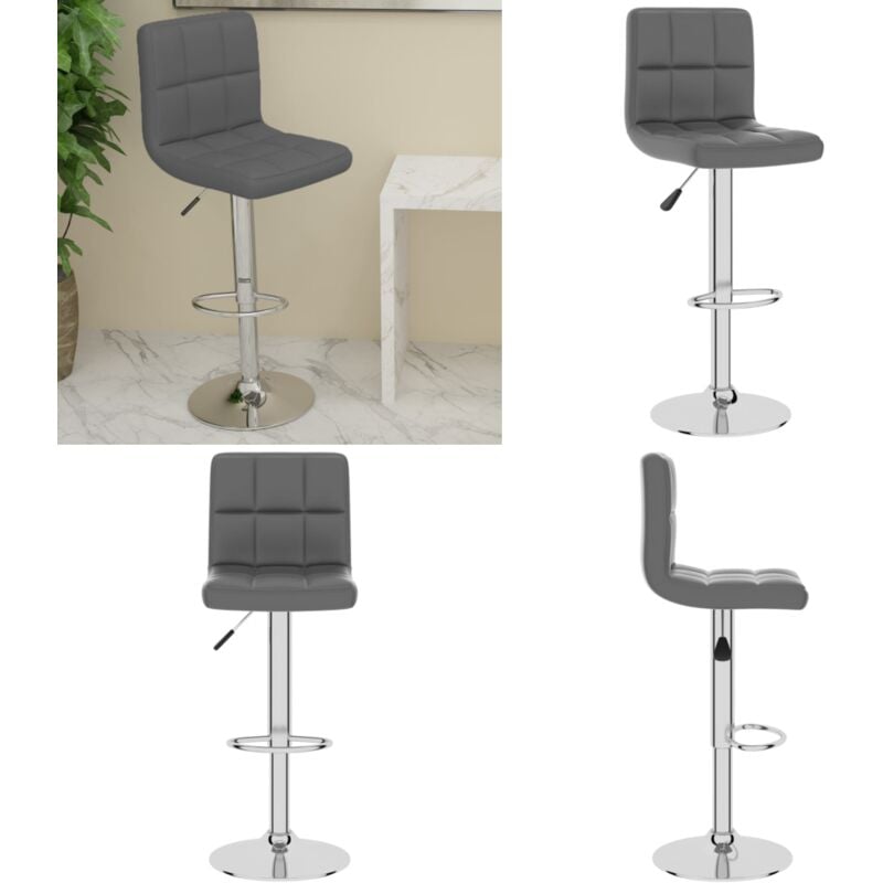 Barhocker Grau Kunstleder - Barhocker - Küchenhocker - Esszimmerstuhl - Drehbares Stuhl - Höhenverstellbar - Home & Living