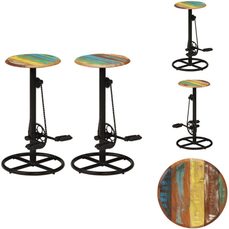 Barhocker 2 Stk. Altholz Massiv - Holz Barhocker - Recyceltes Holz - Barstühle - Küchentisch - Esstisch