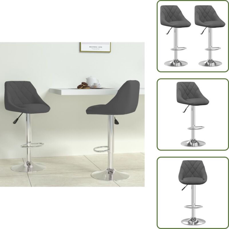 Barhocker 2 Stk. Dunkelgrau Samt - Samtsitz - Barhocker - Drehbare Barhocker - Höhenverstellbar - Esstischstuhl