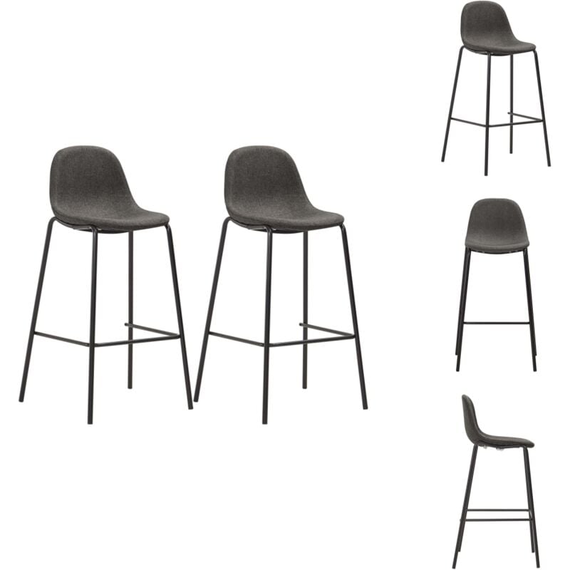 Vidaxl - Barhocker 2 Stk. Dunkelgrau Stoff - Barhocker - Küchenhocker - Stuhl Set - Wohnzimmer Dekoration - Grau