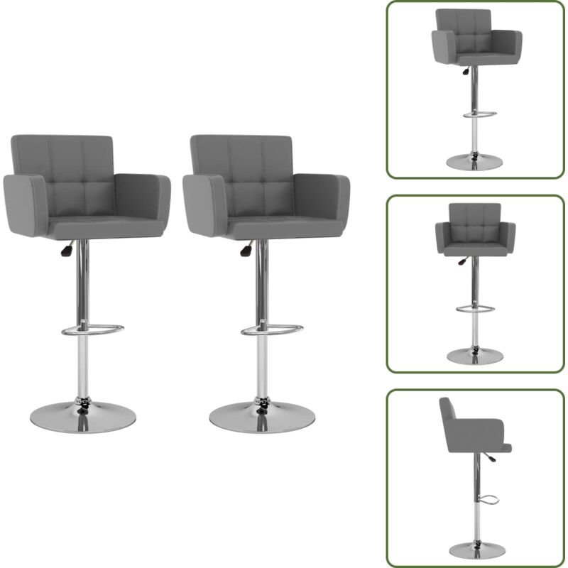 Vidaxl - Barhocker 2 Stk. Grau Kunstleder - Barhocker - Küchenhocker - Sitzhocker - Grau - Kunstleder